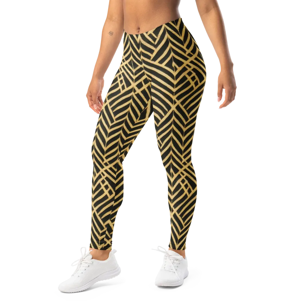 Gilded Geometry on Leggings — Left Front