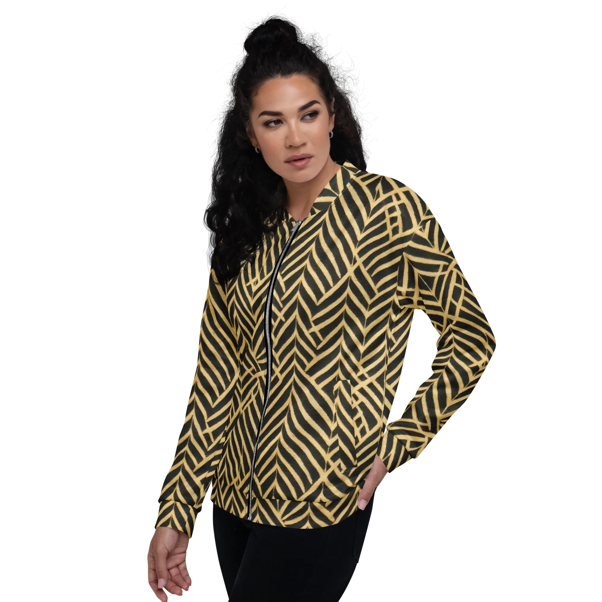 Gilded Geometry on Bomber Jacket — Left
