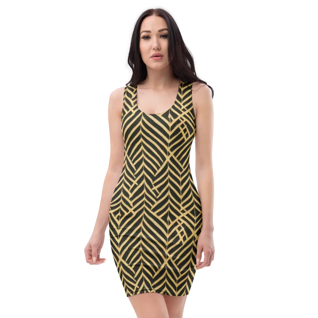 Gilded Geometry on Bodycon Dress — Front