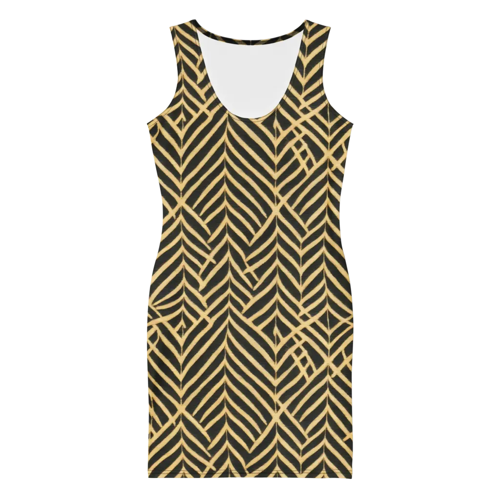 Gilded Geometry on Bodycon Dress — Front