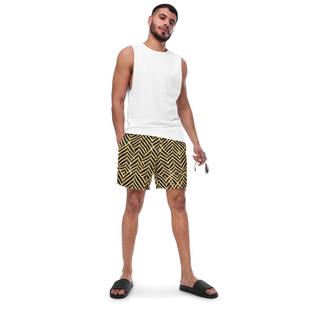 Gilded Geometry on Swim Trunks — Front