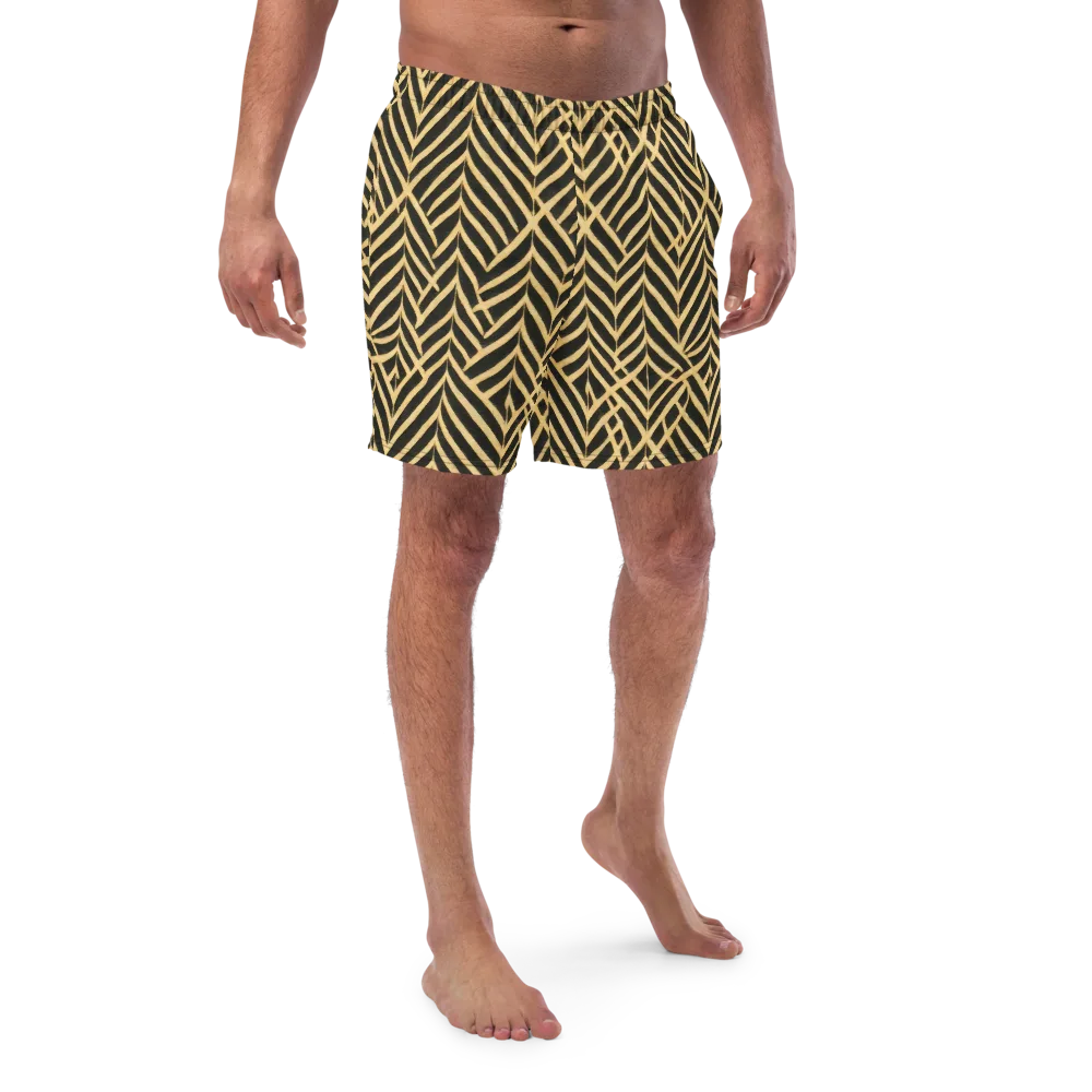 Gilded Geometry on Swim Trunks — Front