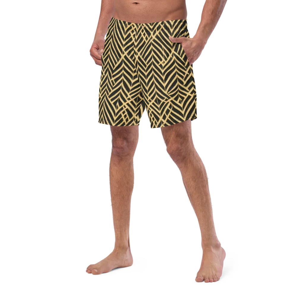 Gilded Geometry on Swim Trunks — Left Front