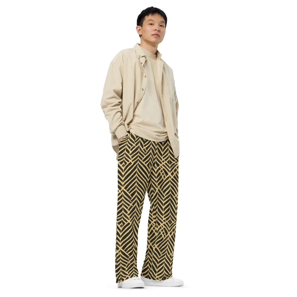 Gilded Geometry on Wide-Leg Pants — Right Front