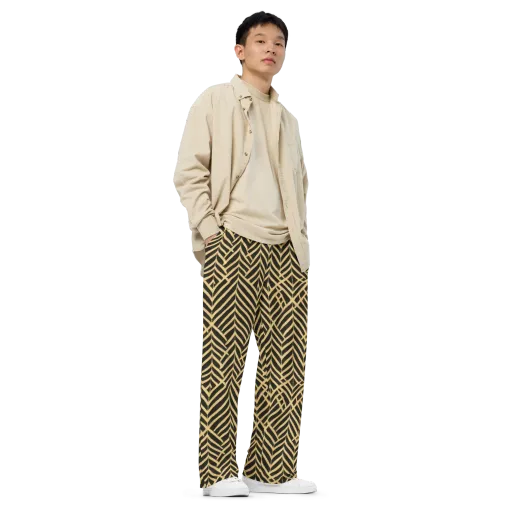 Gilded Geometry on a Wide-Leg Pants