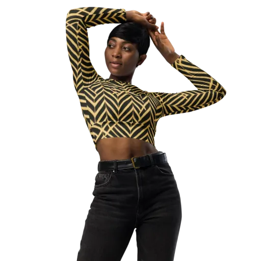 Gilded Geometry on a Long Sleeve Crop Top