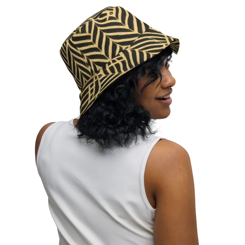 Gilded Geometry on Reversible Bucket Hat — Right Outside