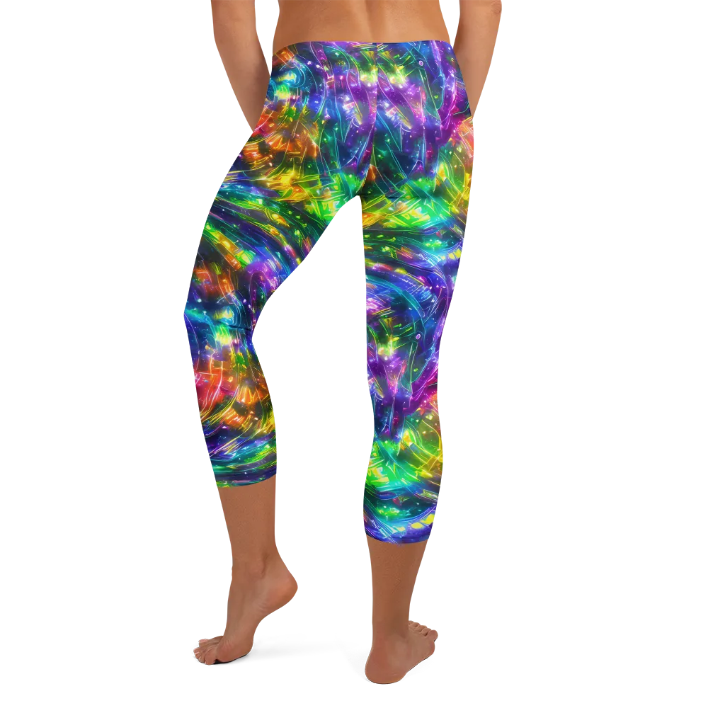 Jewelstorm Ribbons on Capri Leggings — Back