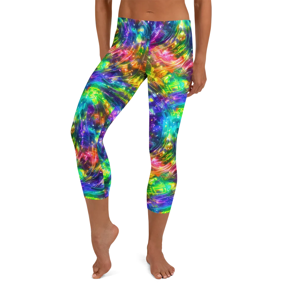 Jewelstorm Ribbons on Capri Leggings — Front