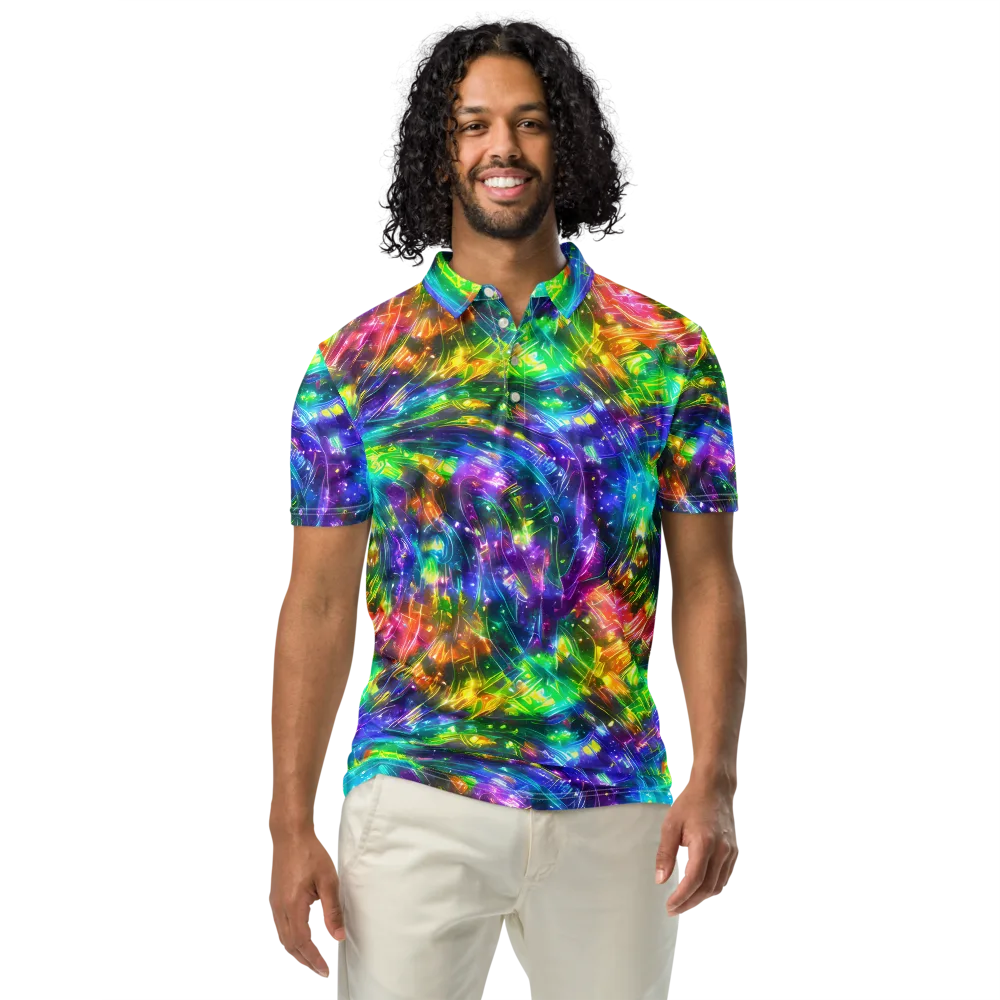 Jewelstorm Ribbons on Men's Slim Fit Polo Shirt — Front