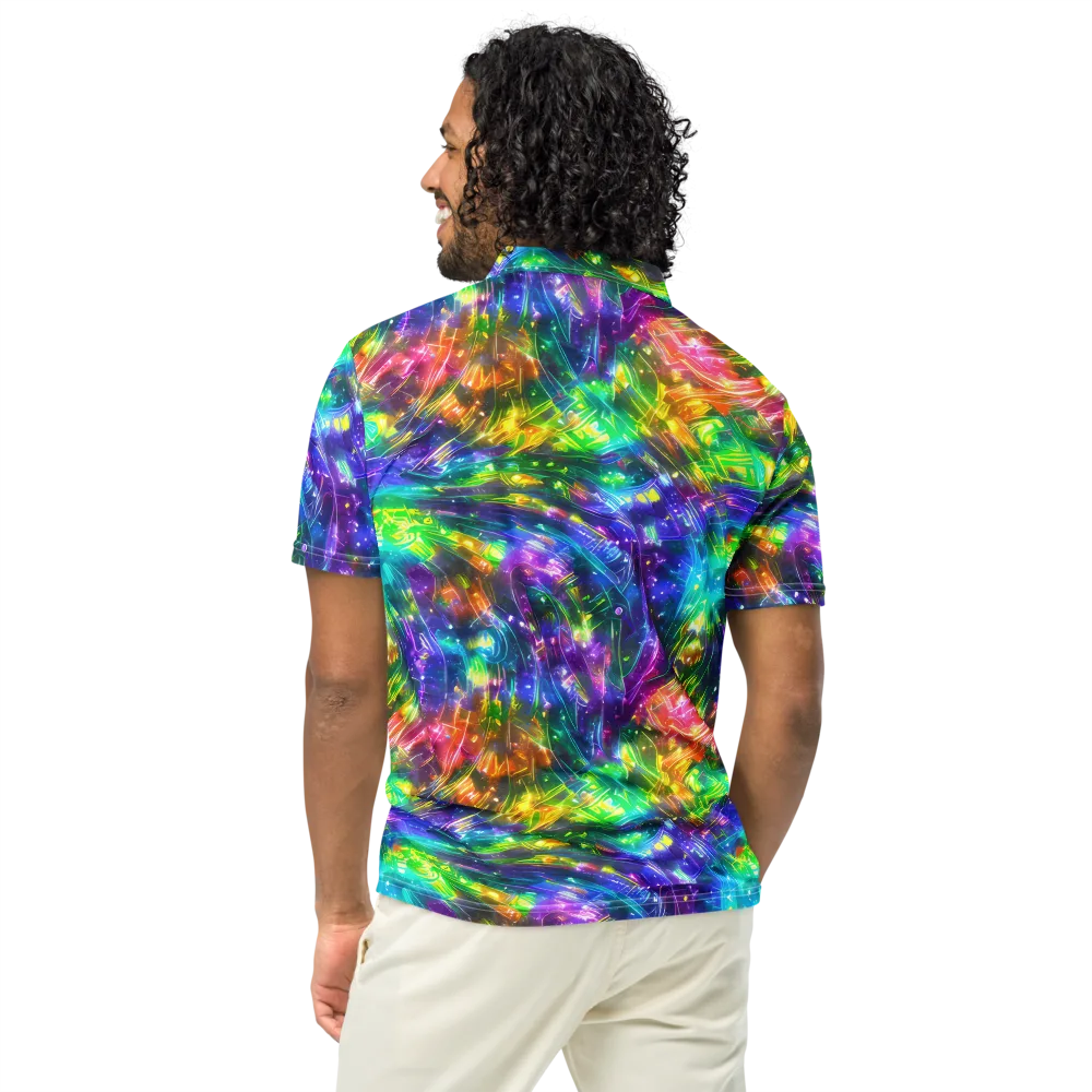 Jewelstorm Ribbons on Men's Slim Fit Polo Shirt — Back
