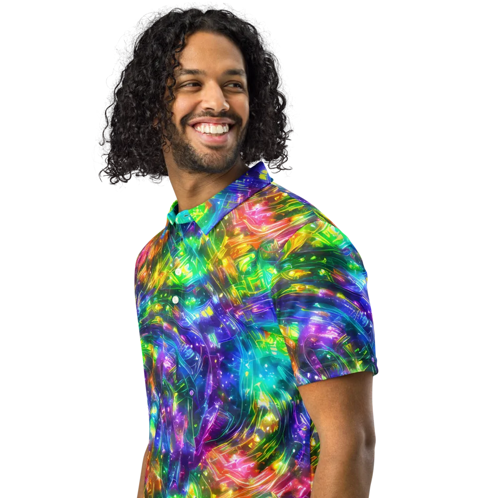 Jewelstorm Ribbons on Men's Slim Fit Polo Shirt — Left Front