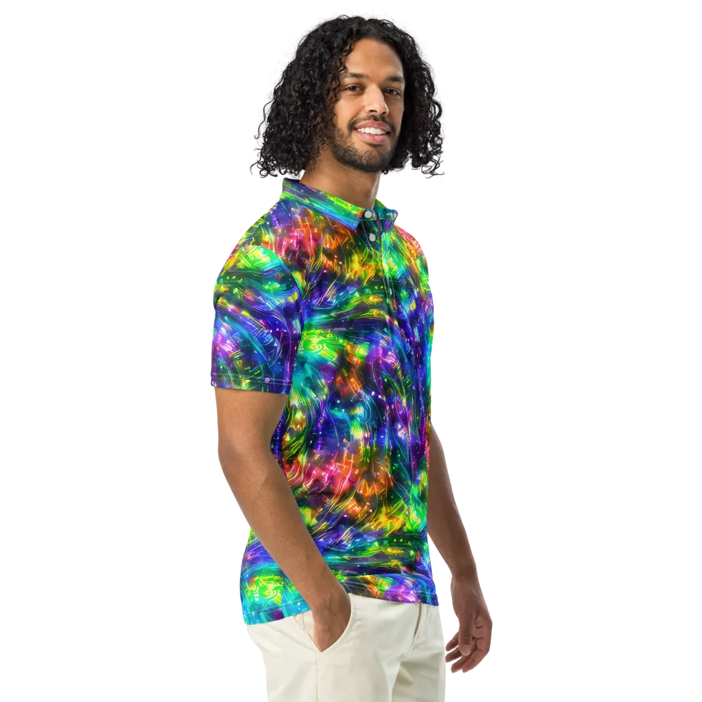 Jewelstorm Ribbons on Men's Slim Fit Polo Shirt — Right Front