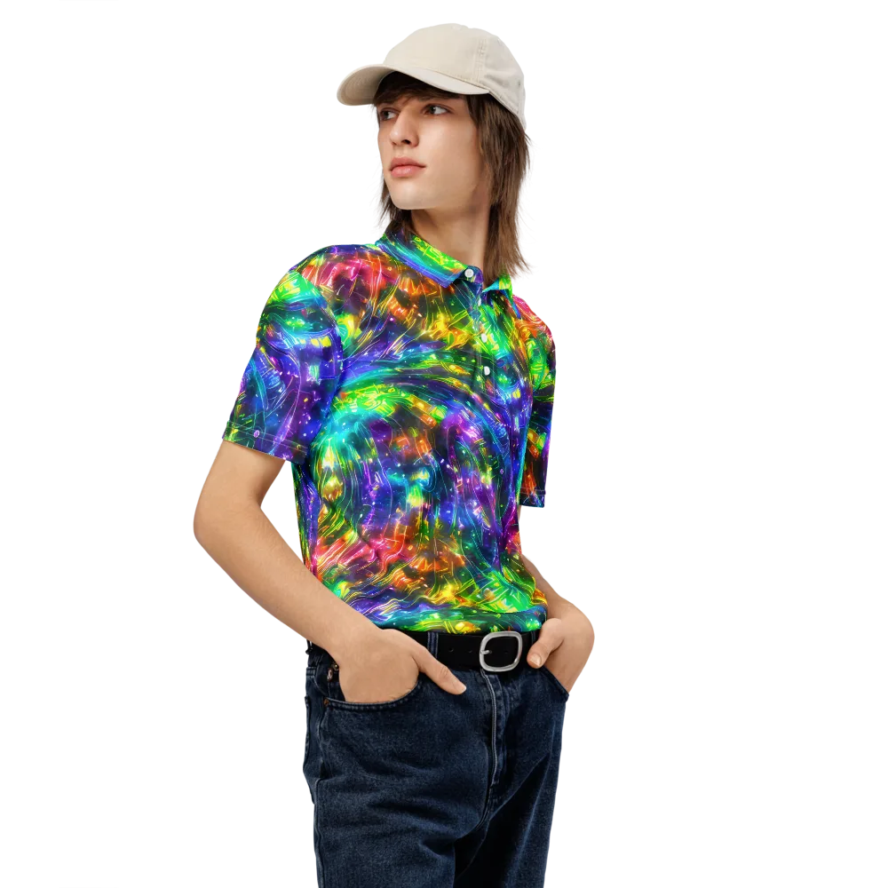 Jewelstorm Ribbons on Men's Slim Fit Polo Shirt — Right Front