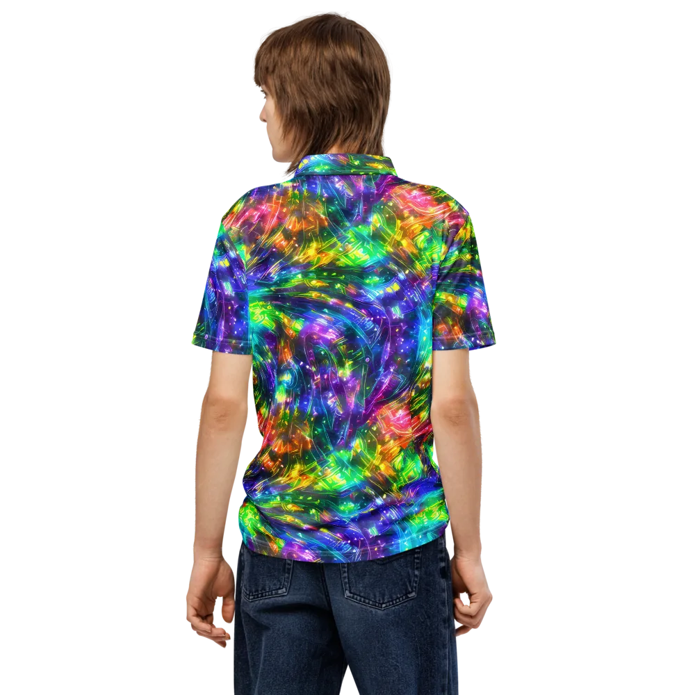 Jewelstorm Ribbons on Men's Slim Fit Polo Shirt — Back