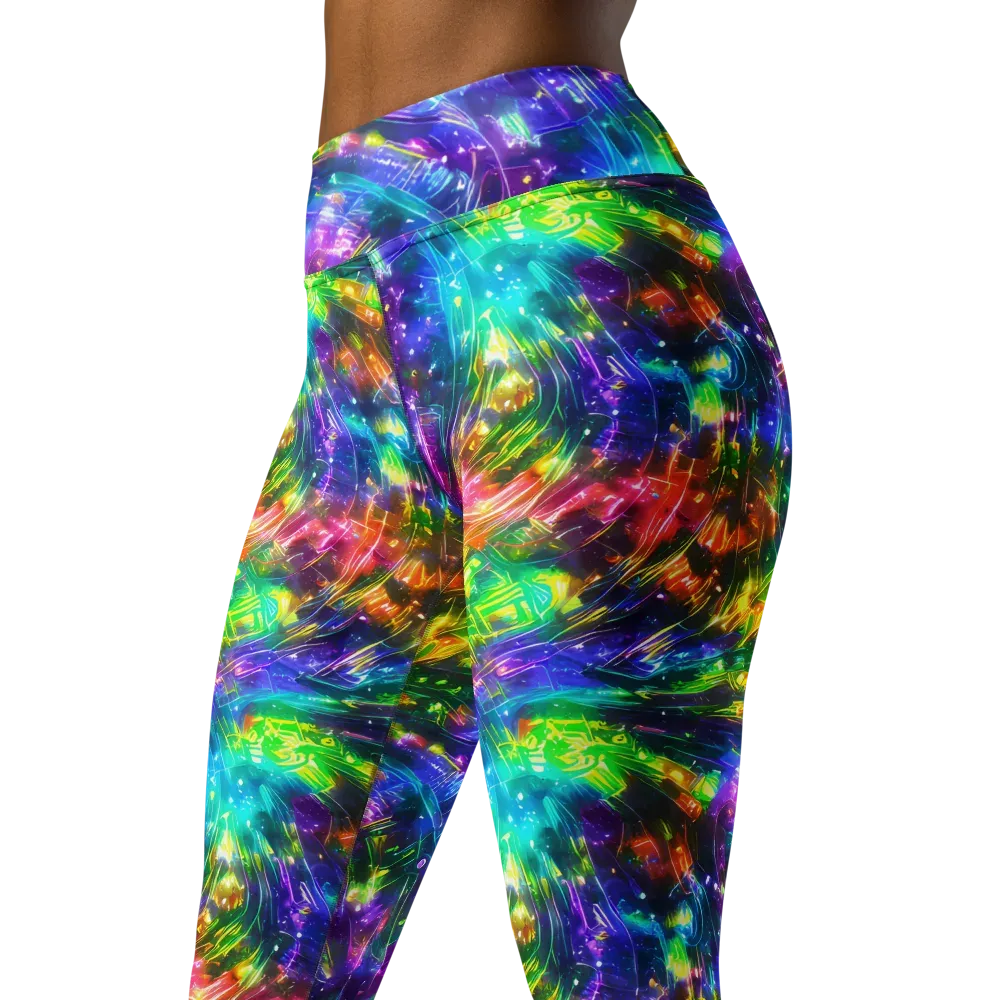 Jewelstorm Ribbons on Yoga Leggings — Left Front