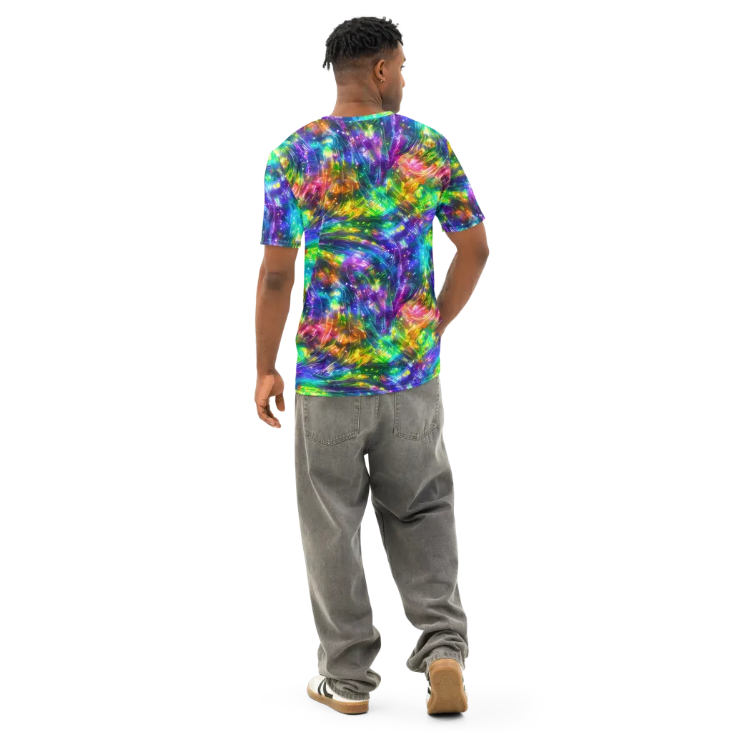 Jewelstorm Ribbons on Men's Cotton Crew Neck T-Shirt — Back