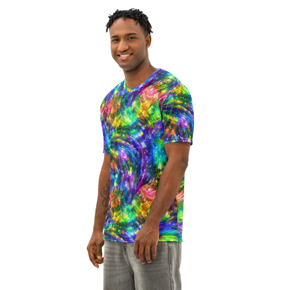 Jewelstorm Ribbons on Men's Cotton Crew Neck T-Shirt — Left Front