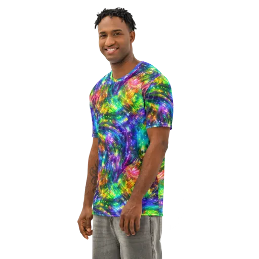 Jewelstorm Ribbons on a Men's Cotton Crew Neck T-Shirt