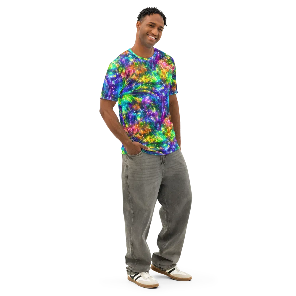 Jewelstorm Ribbons on Men's Cotton Crew Neck T-Shirt — Right Front