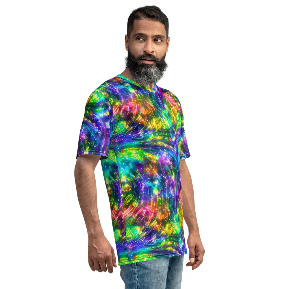 Jewelstorm Ribbons on Men's Crew Neck T-Shirt — Right