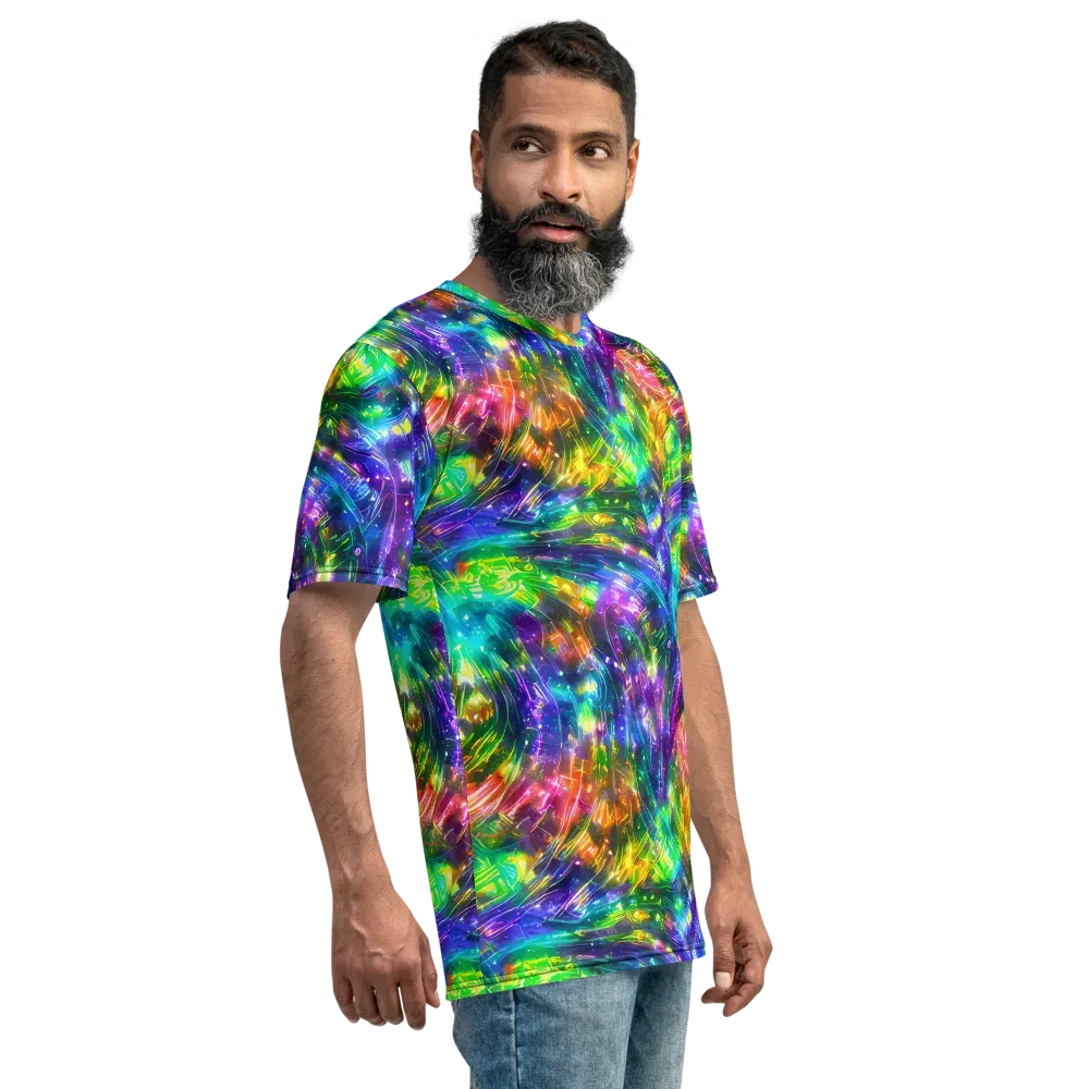 Jewelstorm Ribbons on Men's Crew Neck T-Shirt — Right