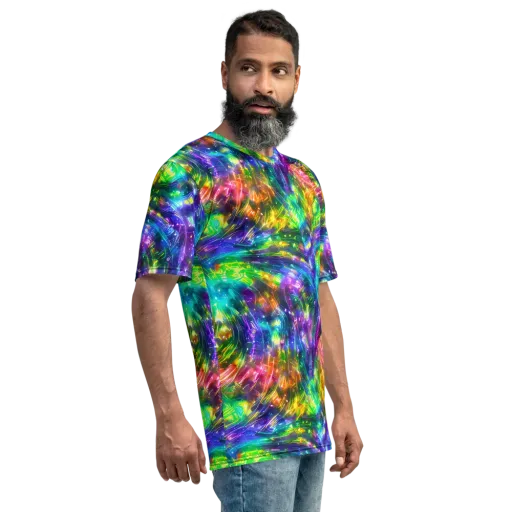 Jewelstorm Ribbons on a Men's Crew Neck T-Shirt