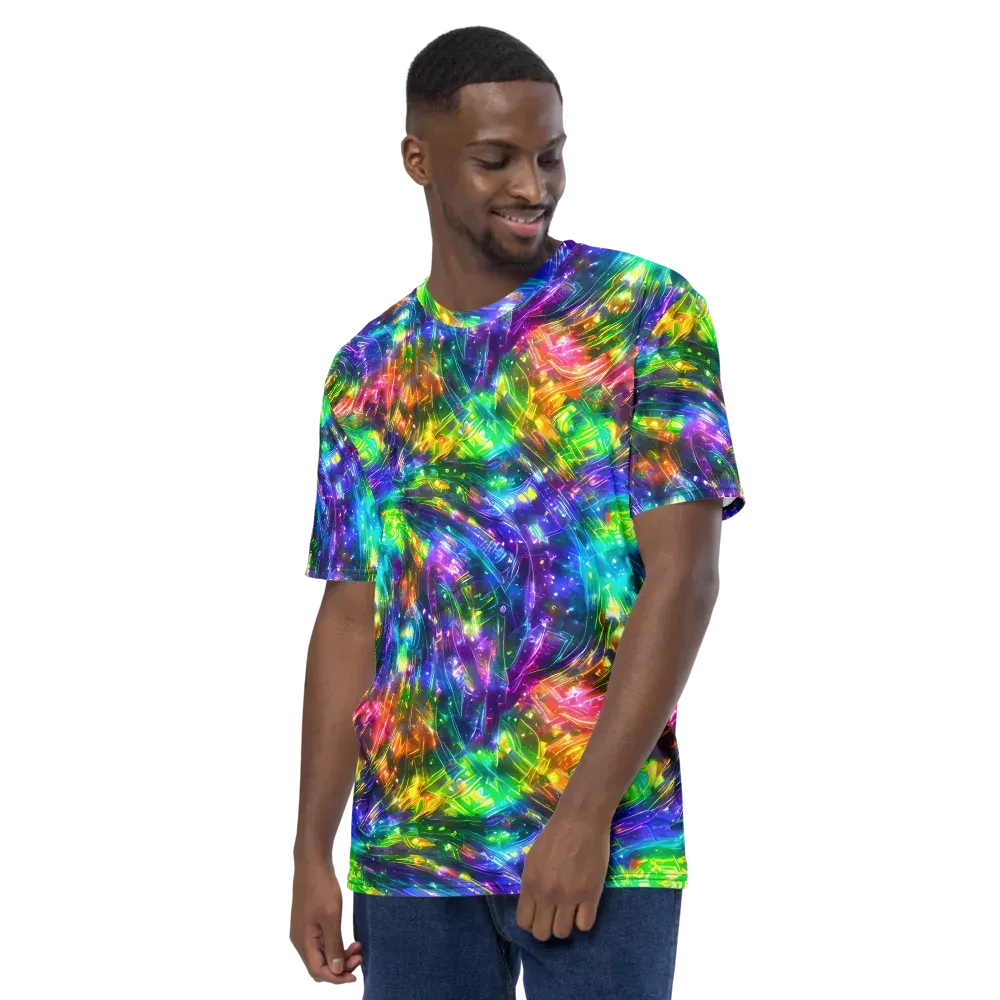 Jewelstorm Ribbons on Men's Crew Neck T-Shirt — Left