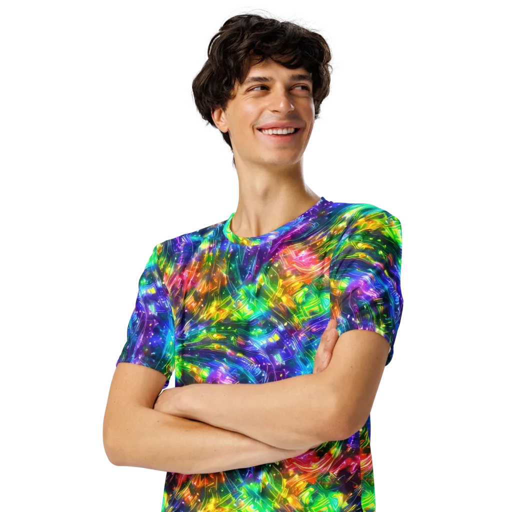 Jewelstorm Ribbons on Men's Crew Neck T-Shirt — Left Front