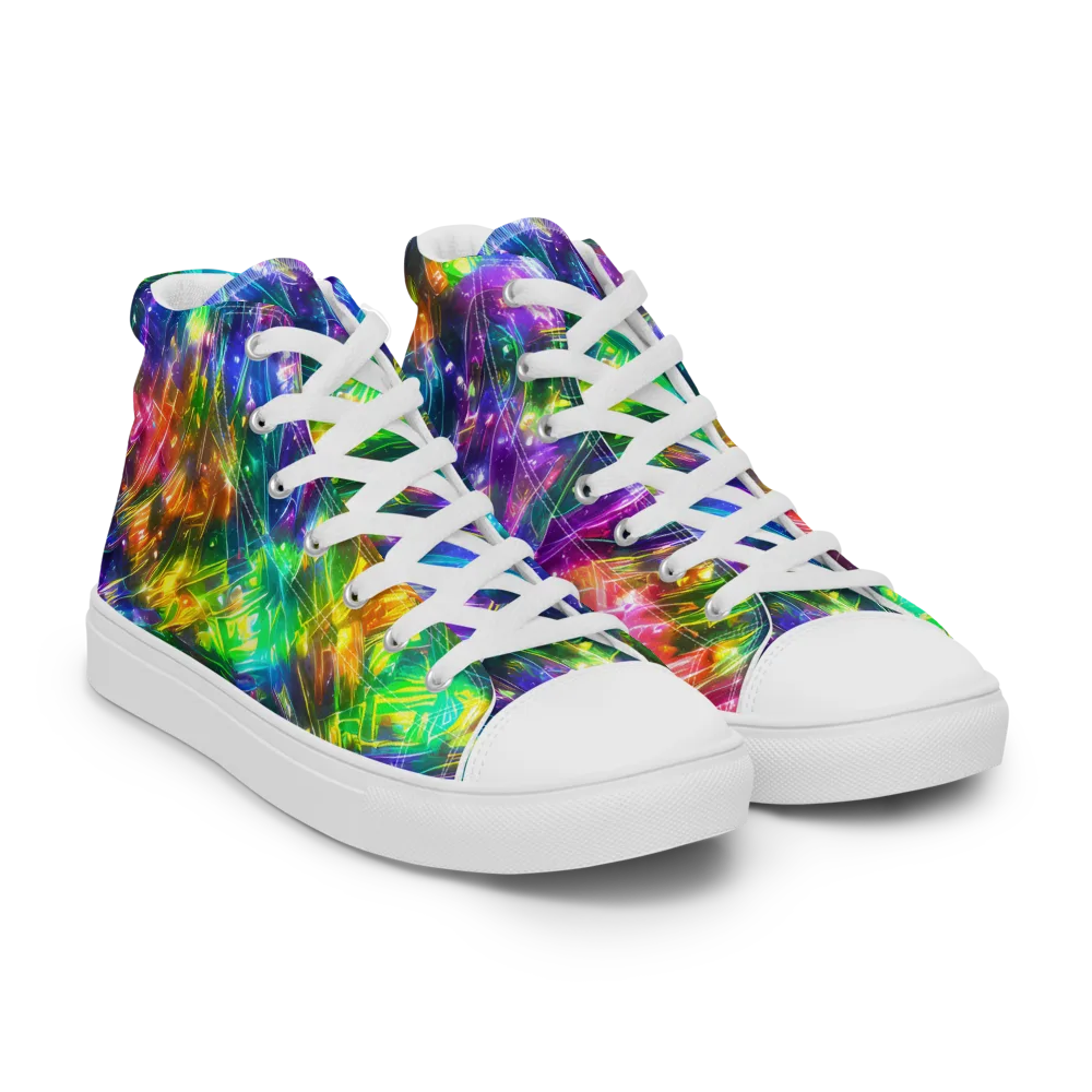 Jewelstorm Ribbons on Men's High Top Canvas Shoes — Right Front