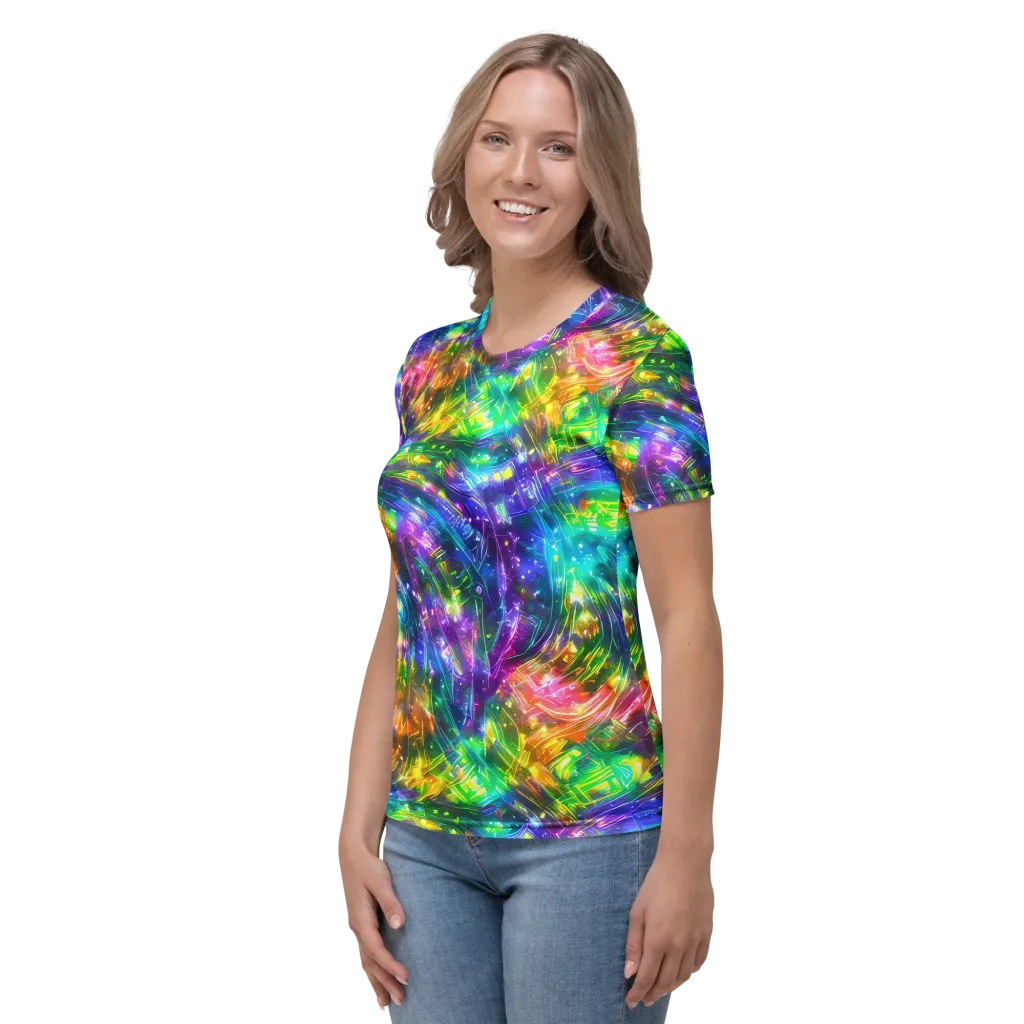 Jewelstorm Ribbons on Women's Crew Neck T-Shirt — Left
