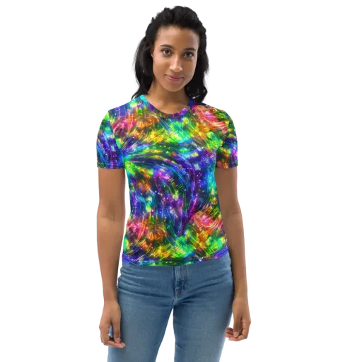 Jewelstorm Ribbons on a Women's Crew Neck T-Shirt