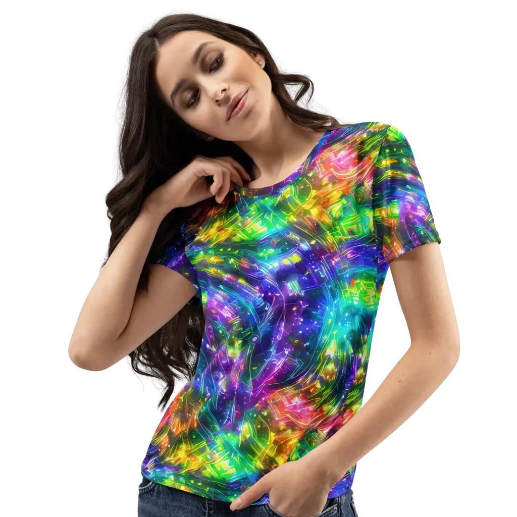 Jewelstorm Ribbons on Women's Crew Neck T-Shirt — Left Front