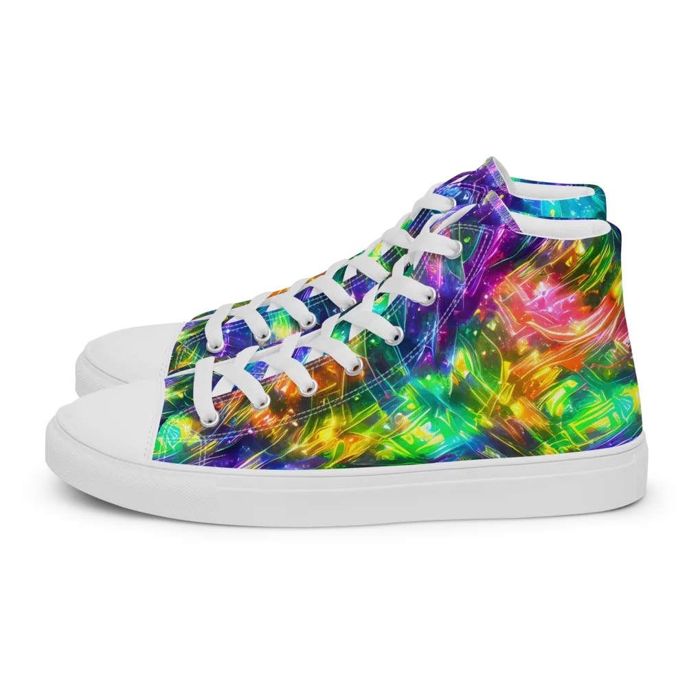 Jewelstorm Ribbons on Women's High Top Canvas Shoes — Left