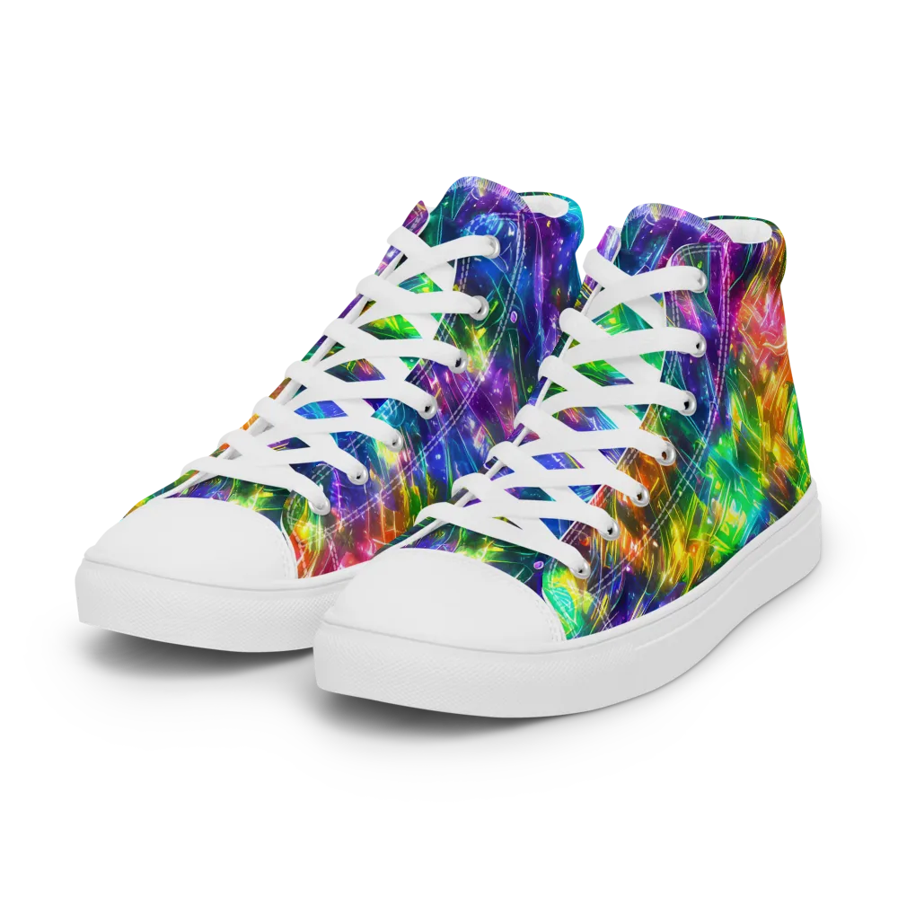 Jewelstorm Ribbons on Women's High Top Canvas Shoes — Left Front