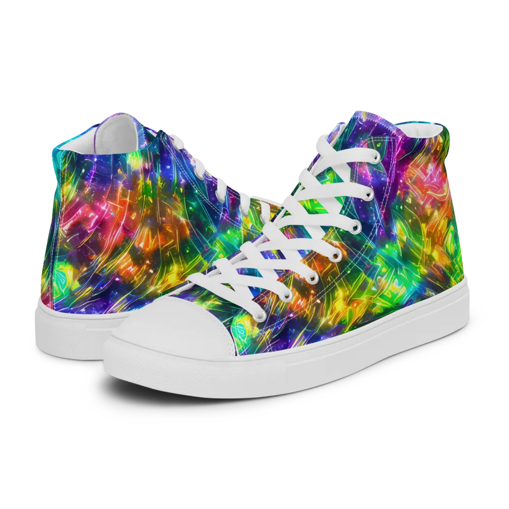 Jewelstorm Ribbons on Women's High Top Canvas Shoes — Left