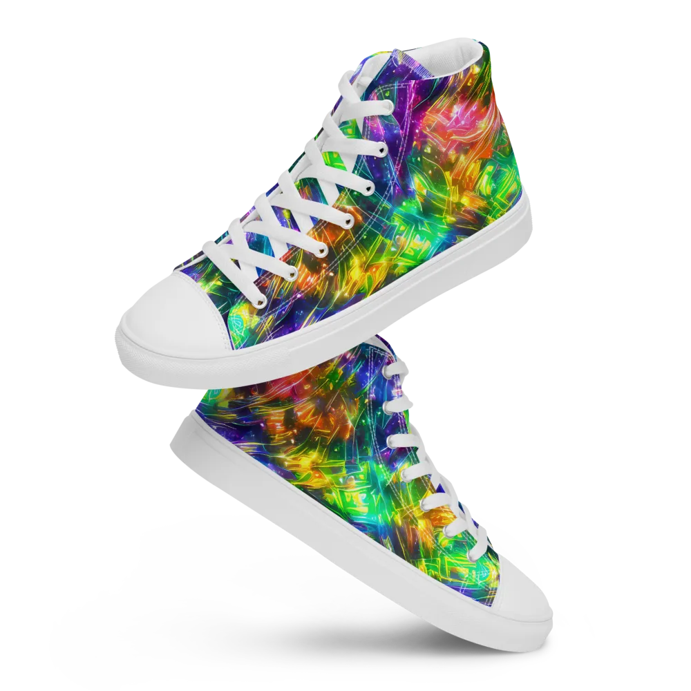 Jewelstorm Ribbons on Women's High Top Canvas Shoes — Front