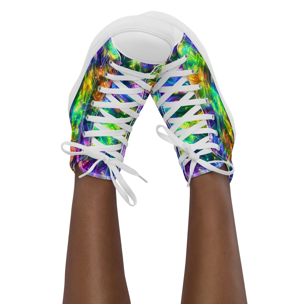 Jewelstorm Ribbons on Women's High Top Canvas Shoes — Front