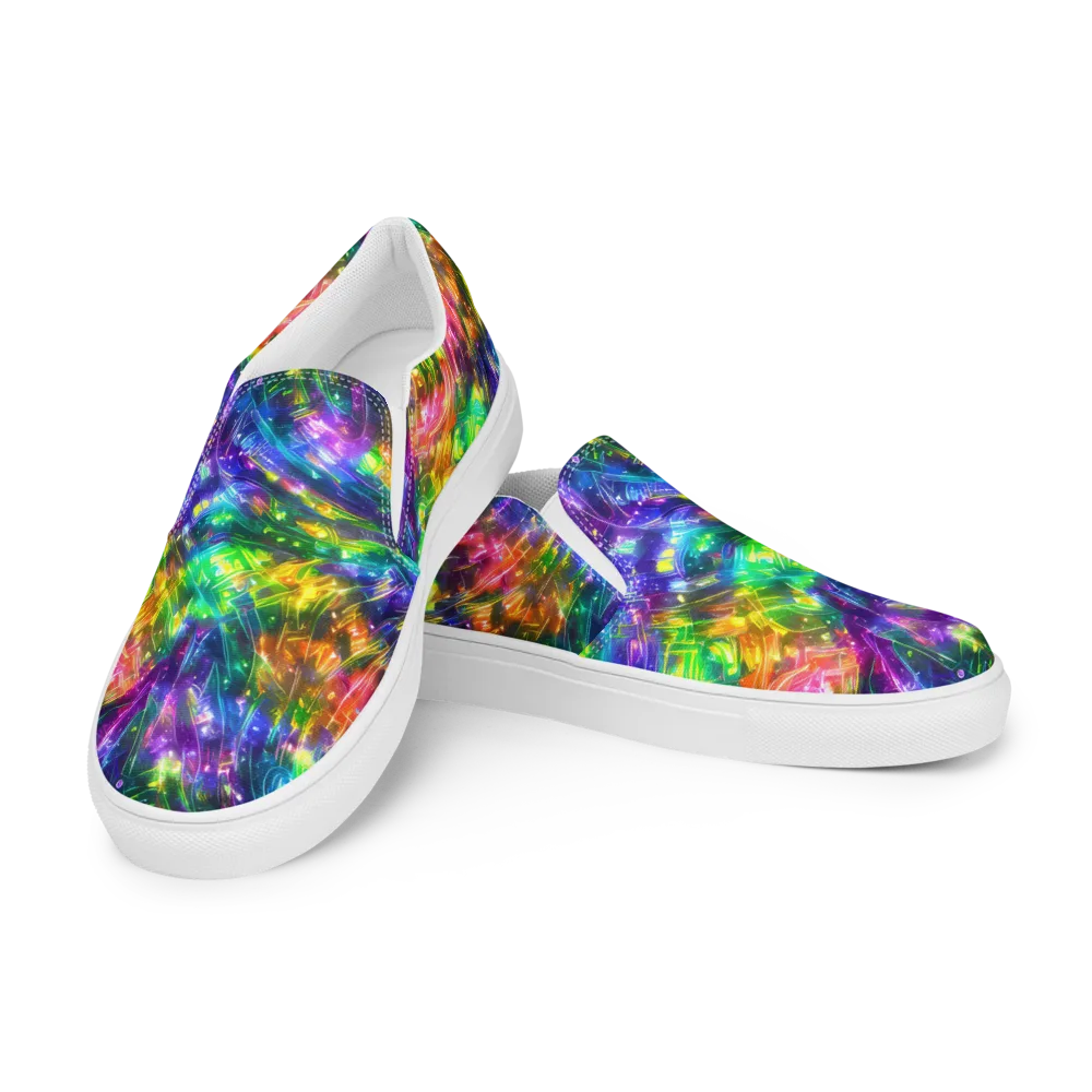 Jewelstorm Ribbons on Men's Slip-On Canvas Shoes — Left Front