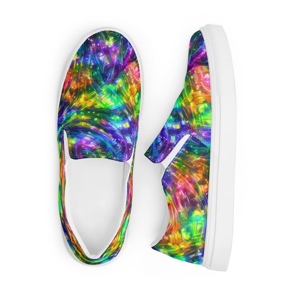 Jewelstorm Ribbons on Men's Slip-On Canvas Shoes — Front