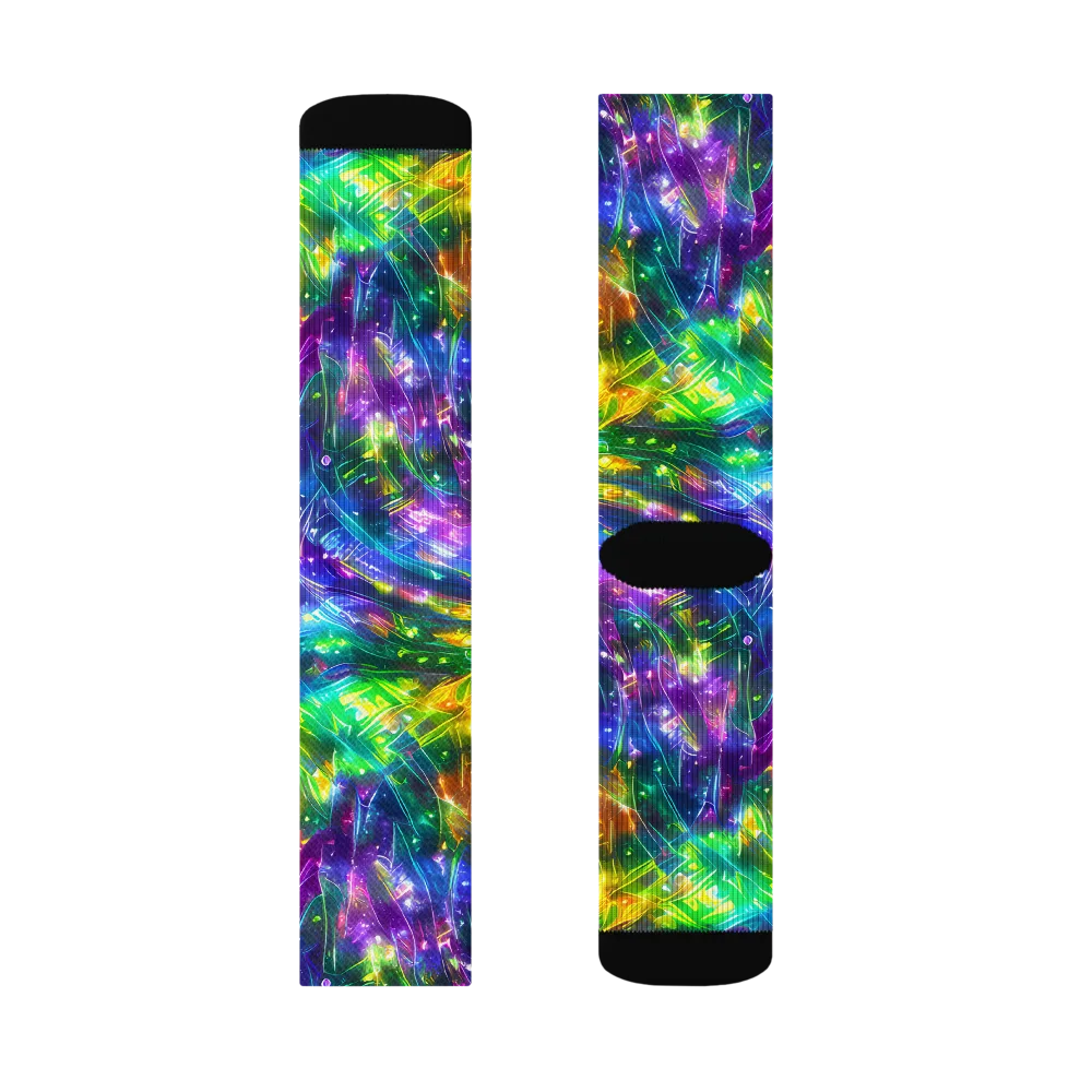 Jewelstorm Ribbons on Socks — Right Sock