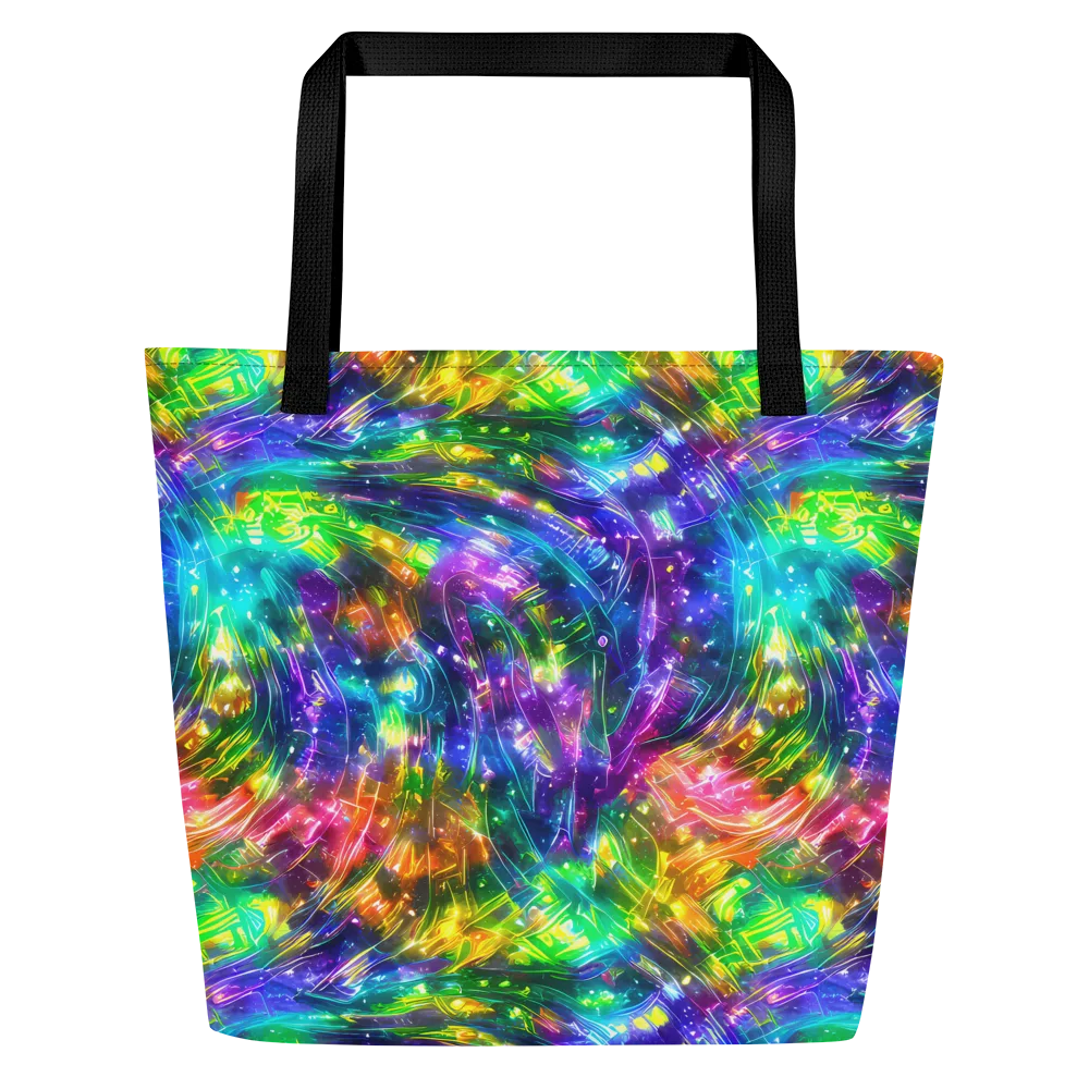 Jewelstorm Ribbons on Large Tote Bag W/ Pocket — Front