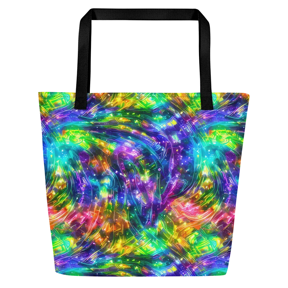 Jewelstorm Ribbons on Large Tote Bag W/ Pocket — Front