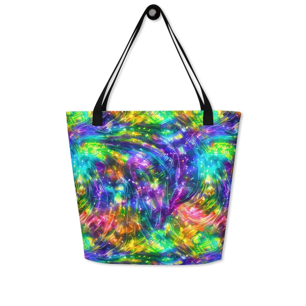 Jewelstorm Ribbons on Large Tote Bag W/ Pocket — Front