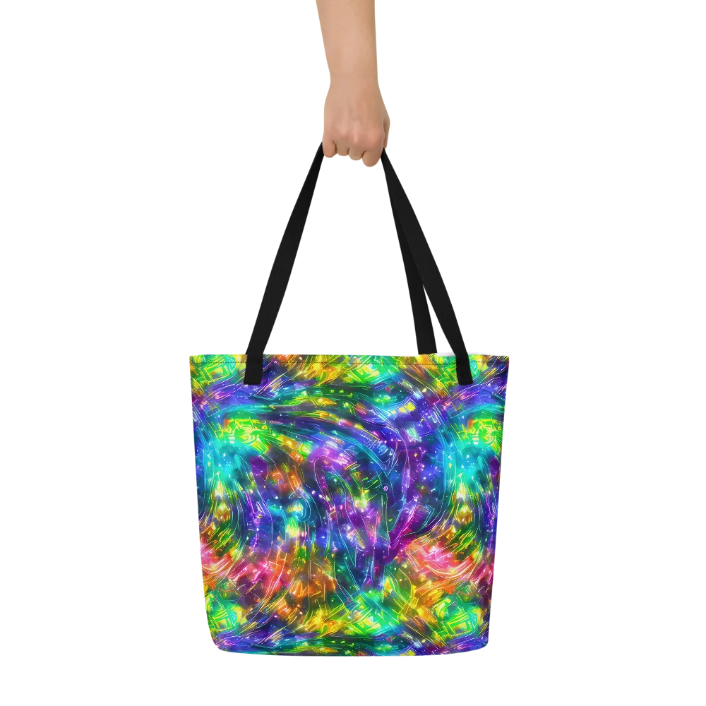 Jewelstorm Ribbons on Large Tote Bag W/ Pocket — Front