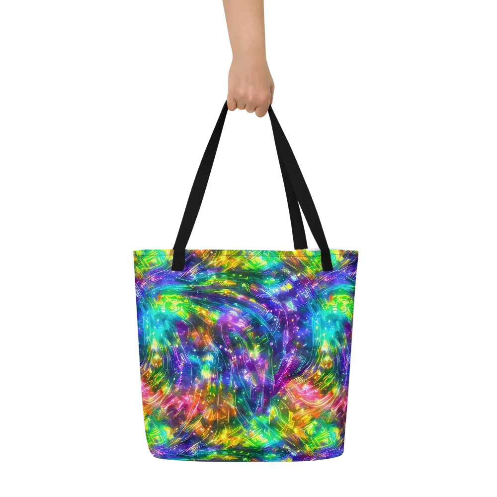 Jewelstorm Ribbons on Large Tote Bag W/ Pocket — Front