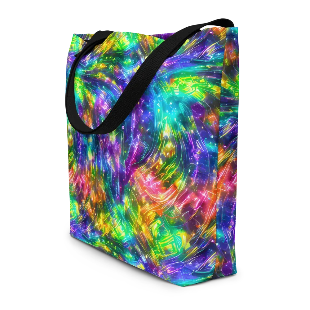 Jewelstorm Ribbons on Large Tote Bag W/ Pocket — Front