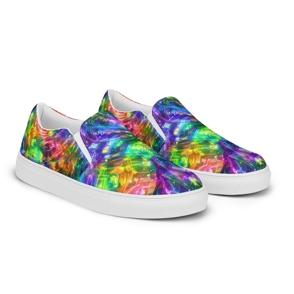 Jewelstorm Ribbons on Women's Slip-On Canvas Shoes — Right Front