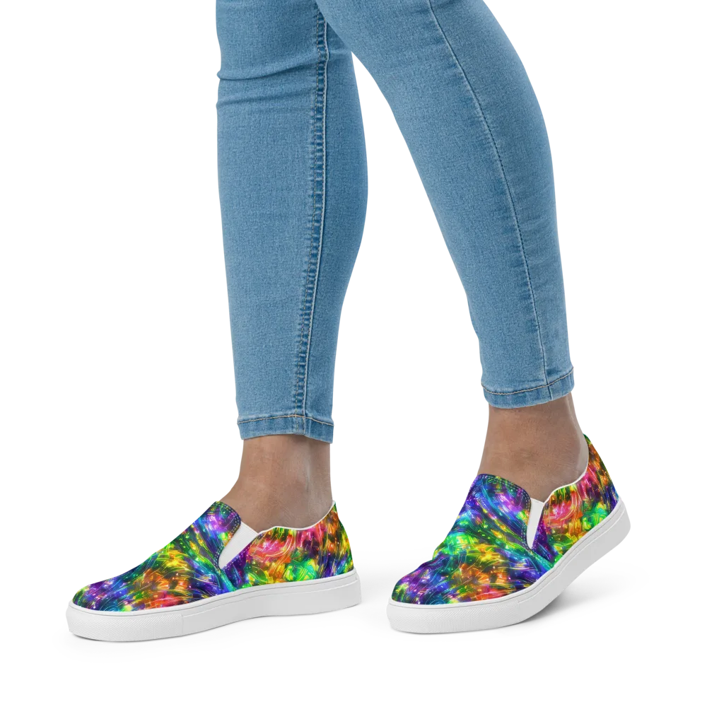 Jewelstorm Ribbons on Women's Slip-On Canvas Shoes — Front