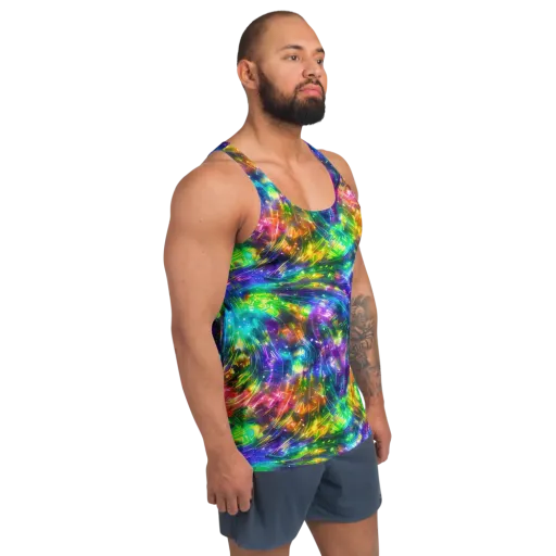 Jewelstorm Ribbons on a Men's Tank Top